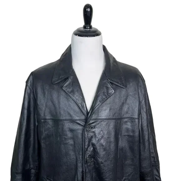 Wilson's Leather VTG 90s Leather Long Blazer Jacket Thinsulate Zip Out Liner 1X